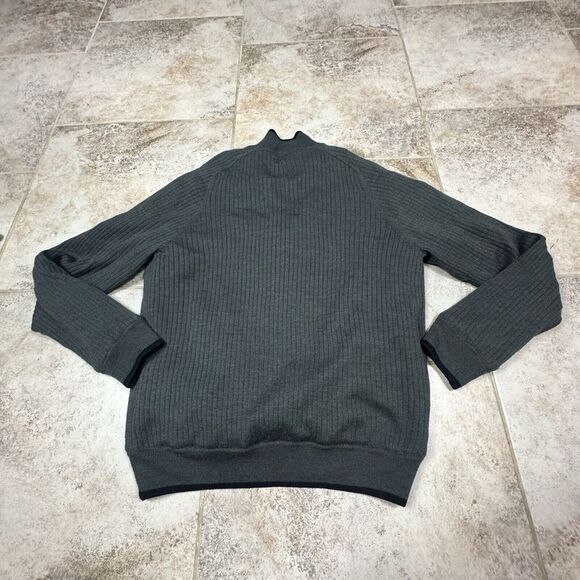 Brooks Brothers Country Club Sweater Mens Medium Grey 1/4 Zip Merino Wool Lined - Picture 8 of 10